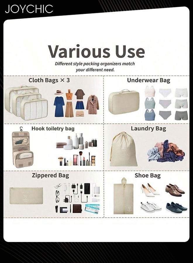 Joychic 8 Piece Travel and Business Trip Packing Cubes for Suitcases Lightweight Trip Essential Saving Space Storage Bag Set with Toiletries Bag for Clothes Shoes Cosmetics Toiletries  - Image 2