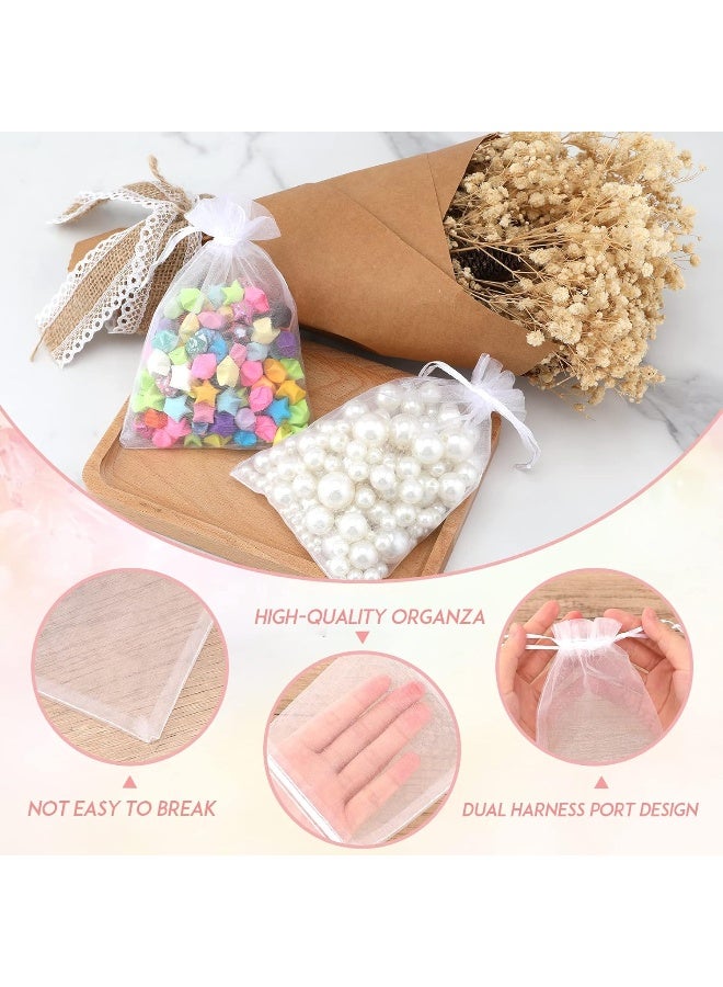 g2plus (White) - Organza Bags, G2PLUS 100 PCS 10X15CM (4X6") Drawstring Organza Jewellery Pouches Wedding Party Festival Favour Gift Bags Candy Bags (White) - Image 3