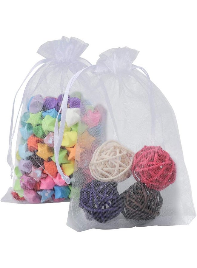 g2plus (White) - Organza Bags, G2PLUS 100 PCS 10X15CM (4X6") Drawstring Organza Jewellery Pouches Wedding Party Festival Favour Gift Bags Candy Bags (White) - Image 4