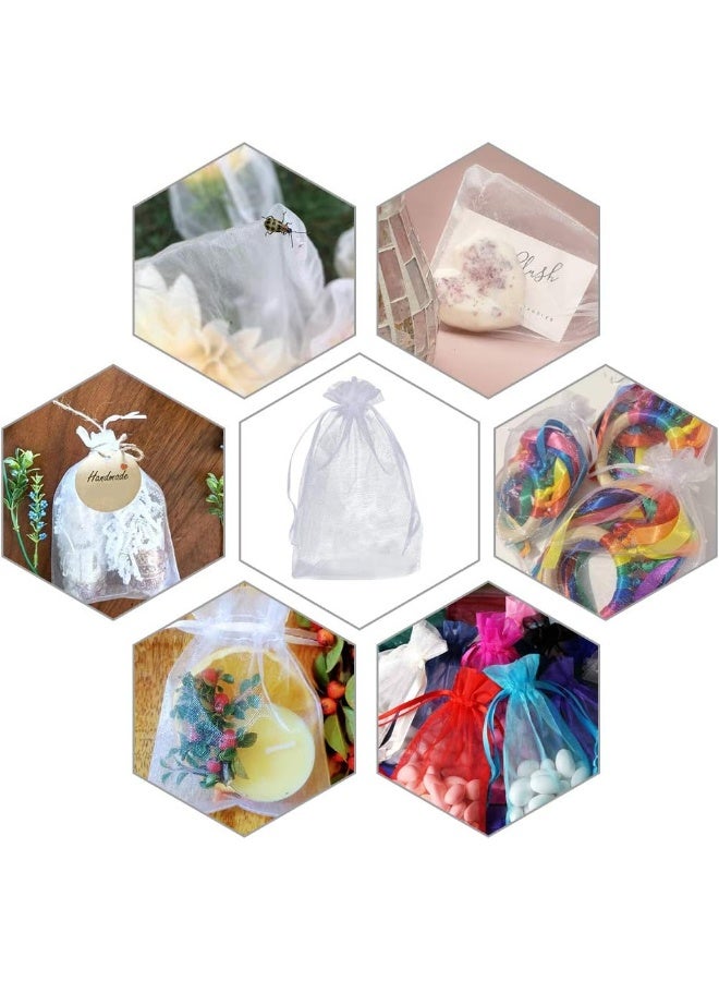 g2plus (White) - Organza Bags, G2PLUS 100 PCS 10X15CM (4X6") Drawstring Organza Jewellery Pouches Wedding Party Festival Favour Gift Bags Candy Bags (White) - Image 5