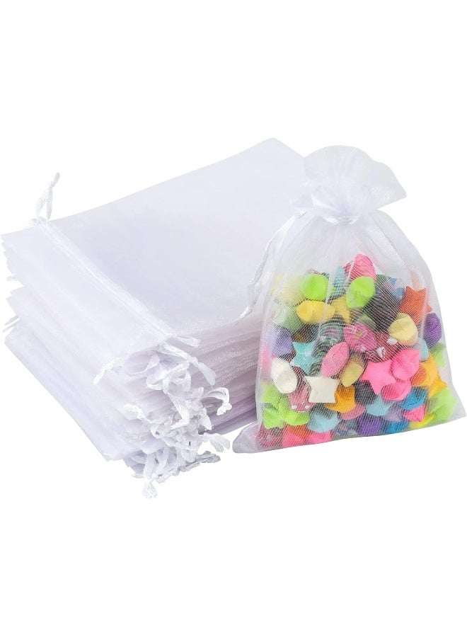 g2plus (White) - Organza Bags, G2PLUS 100 PCS 10X15CM (4X6") Drawstring Organza Jewellery Pouches Wedding Party Festival Favour Gift Bags Candy Bags (White) - Image 1