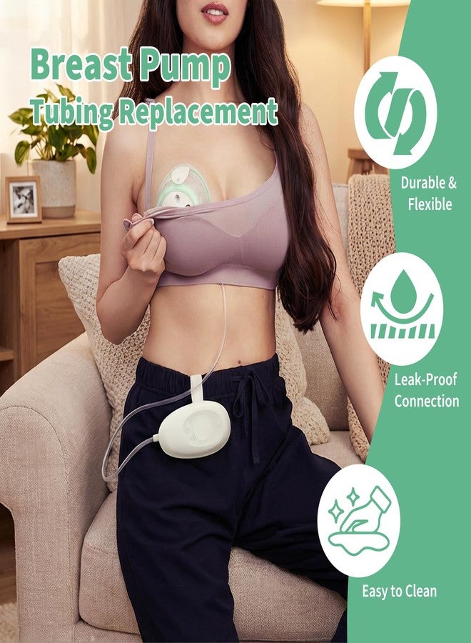 Piszvbej 4 Pack Replacement Tubing Compatible with Elvie Stride, Breast Pump Tubing with Tube Connectors, Connect Motor Unit and Breast Shields, Durable and Easy to Clean, Replacement Pump Parts, Clear - Image 2