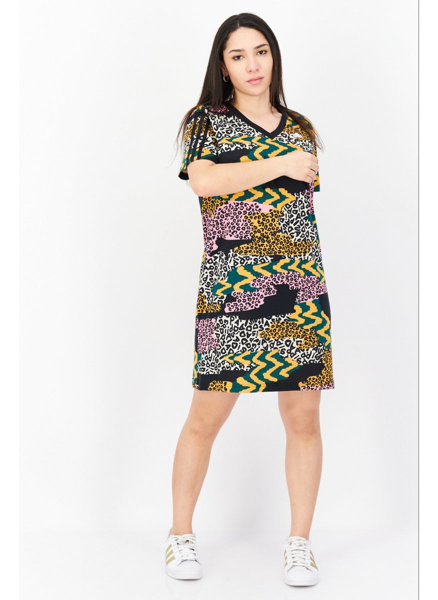Adidas Women Sportswear Fit Allover Print Outdoor Dress, Black Combo  - Image 2