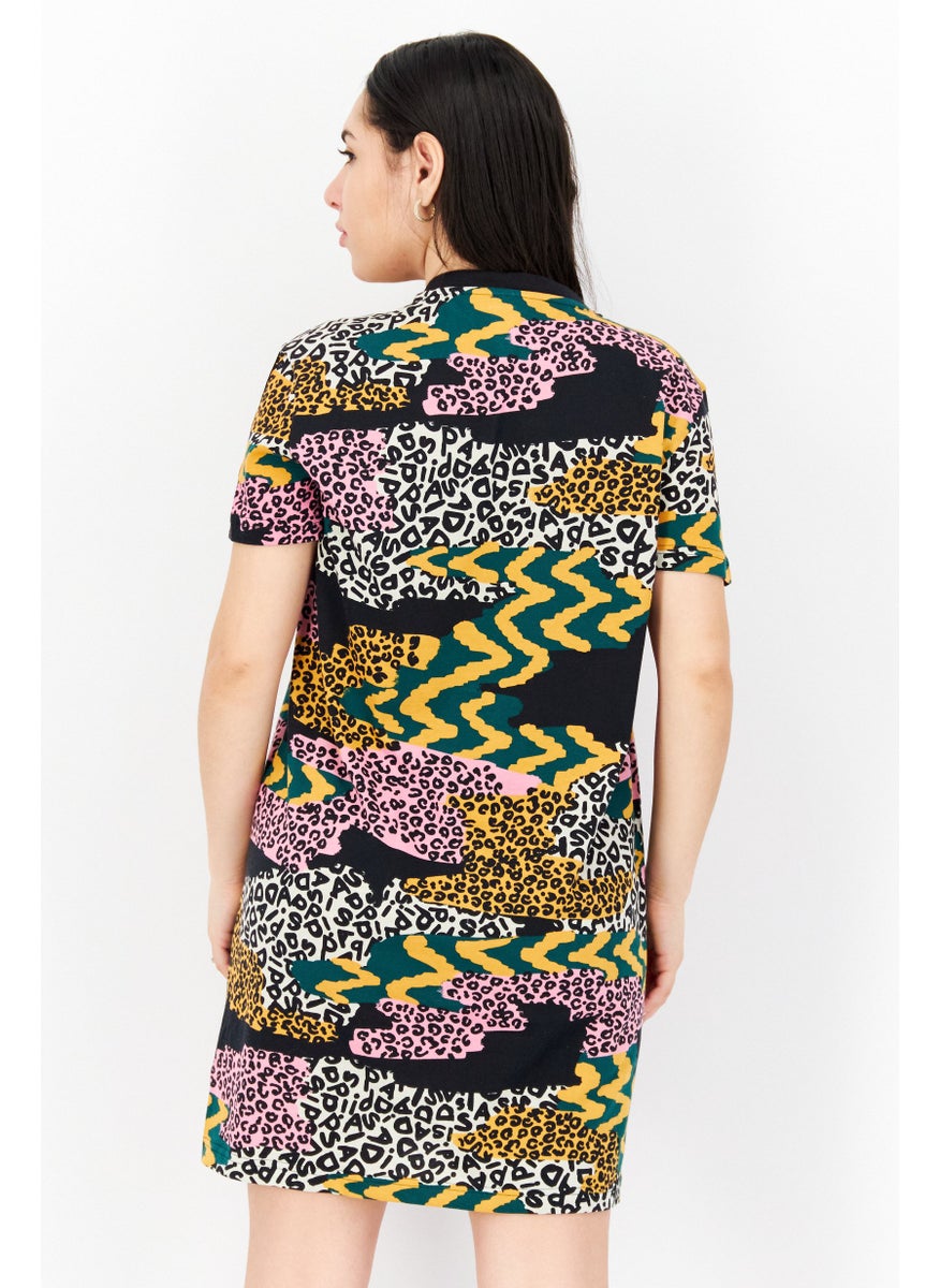 Adidas Women Sportswear Fit Allover Print Outdoor Dress, Black Combo  - Image 4