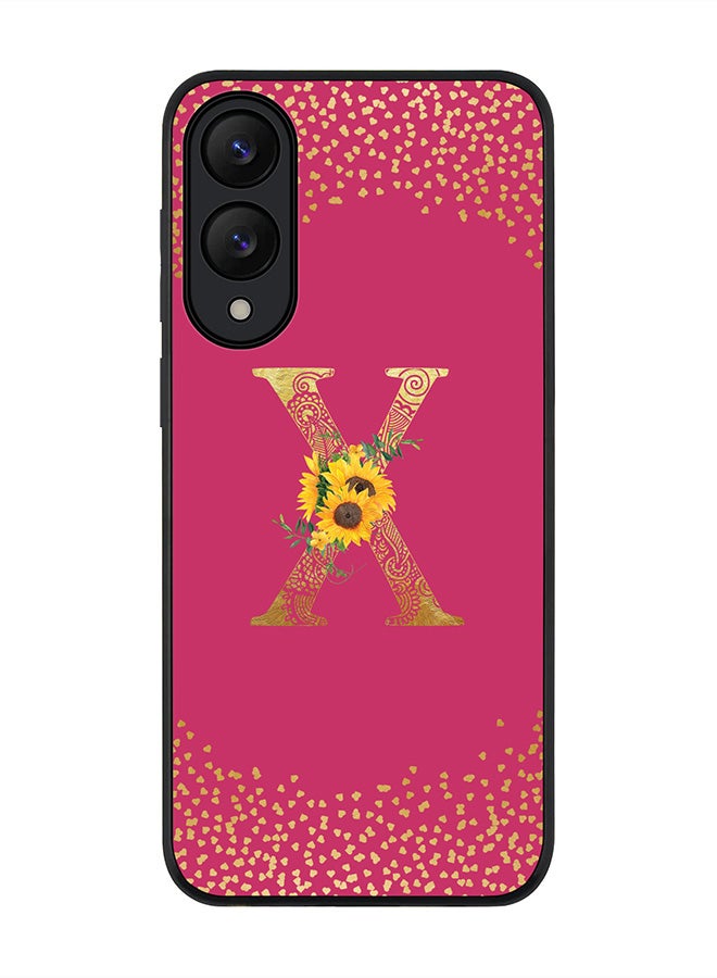 Stylizedd For Samsung Galaxy S25 Edge Case,Slim fit Camera Protection, Shockproof Thin Phone cover  - Custom Floral Monogram - X ( Deep Pink )