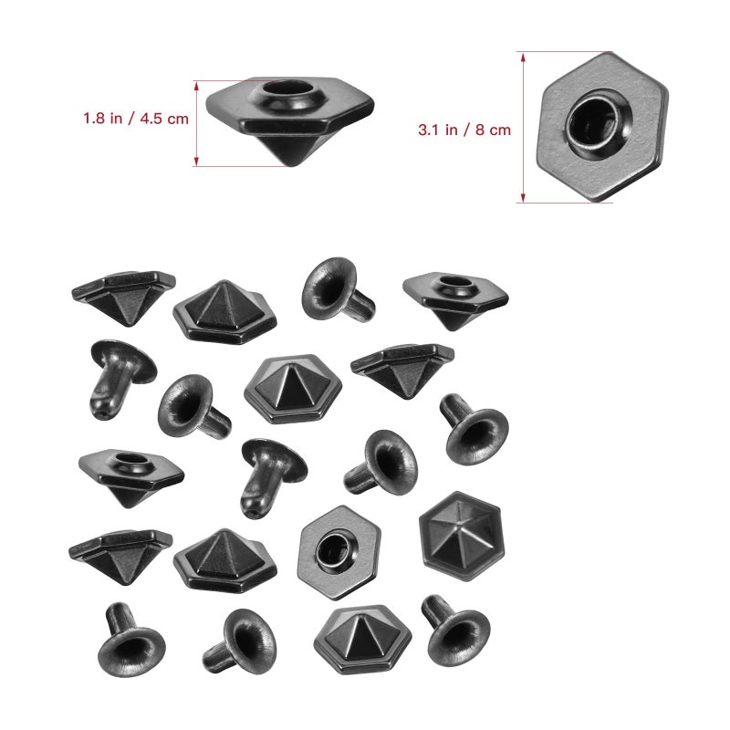 30pcs Alloy Hexagon Rivets for Leather Bags Decoration Repair Metal Fastener Buttons - Image 3