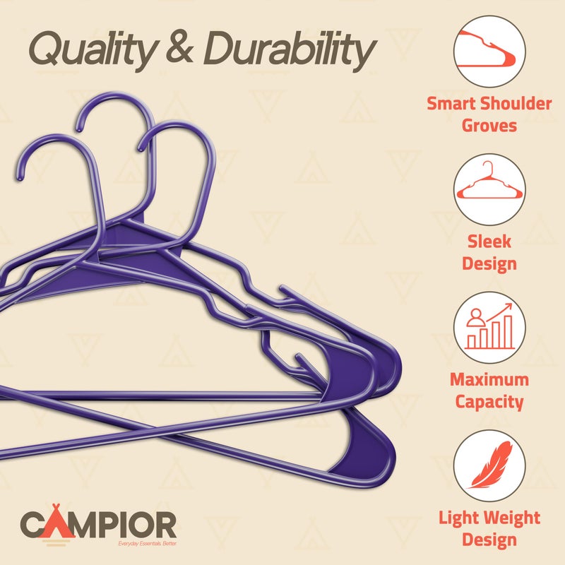 Campior Purple Plastic Hangers 20 Packâ€“ Heavy-Duty Plastic Hangers Slim and Space-Saving, Durable and Lightweight with Non-Slip Shoulder Notches for Slip Dresses, Suits, Jackets & Camisoles - Image 4