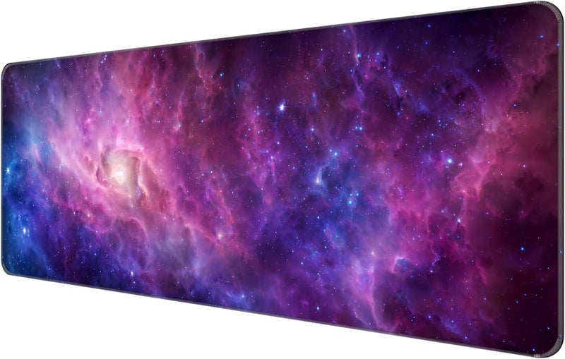 Dynippy Thin Extended Gaming Mouse Pad （31.5 * 11.8 * 0.08 inch） with Stitched Edges Large Mousepad Long XXL Keyboard and Mouse pad Desk Mat for Gaming Office & Home - Galaxy Nebula - Image 1