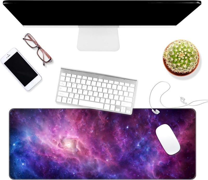 Dynippy Thin Extended Gaming Mouse Pad （31.5 * 11.8 * 0.08 inch） with Stitched Edges Large Mousepad Long XXL Keyboard and Mouse pad Desk Mat for Gaming Office & Home - Galaxy Nebula - Image 3