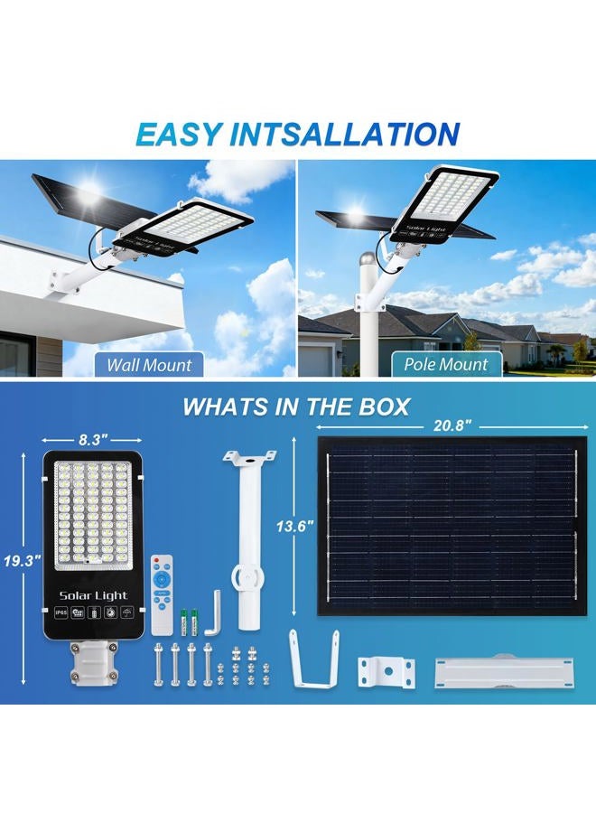 JWT 12000W Solar Street Lights Outdoor,6500K Solar Parking Lot Light Commercial Dusk to Dawn, Heavy Duty Split Type Solar Lights Outdoor Waterproof IP66 Remote Control, Street Light for Yard/Driveway - Image 5