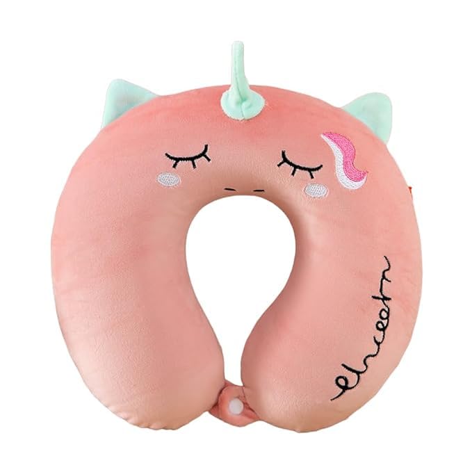 NEHEERA Unicorn Travel Neck Pillow UShaped Support Cushion for Kids Pink - Image 1