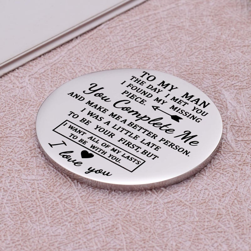 Aesnefe To My Man Pocket Hug Token Long Distance Relationship Keepsake I Love You Gifts for Husband Birthday Valentines Anniversary Presents for Boyfriend with Leather Keychain - Image 3