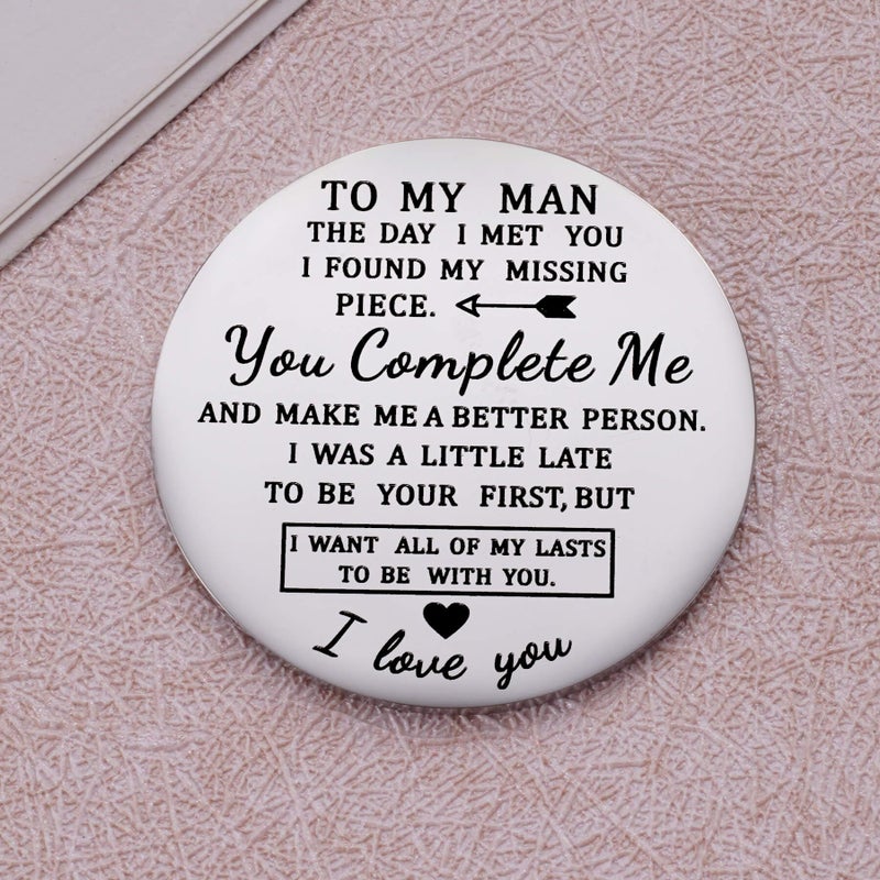 Aesnefe To My Man Pocket Hug Token Long Distance Relationship Keepsake I Love You Gifts for Husband Birthday Valentines Anniversary Presents for Boyfriend with Leather Keychain - Image 2
