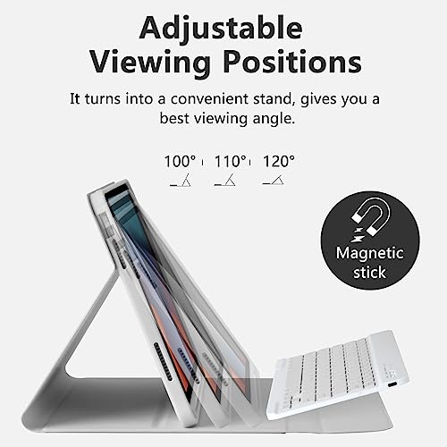 MMK for iPad 11th 10th Generation Case with Keyboard (2022, 10.9"), Wireless Detachable Keyboard, Pencil Holder for iPad 11 inch (A16 2025), 10th Gen (10.9 Inch 2022) Grey - Image 2