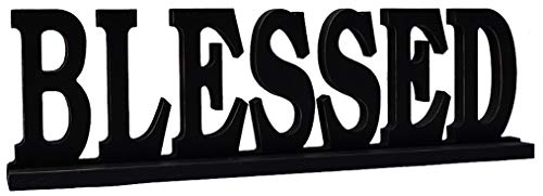 Waroom Home Blessed Sign for Home Decor, Wooden Blessed Block Letters Rustic Tabletop Words Decor (Blessed) - Image 1