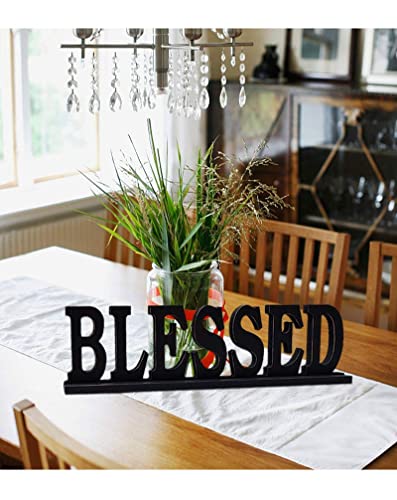 Waroom Home Blessed Sign for Home Decor, Wooden Blessed Block Letters Rustic Tabletop Words Decor (Blessed) - Image 4