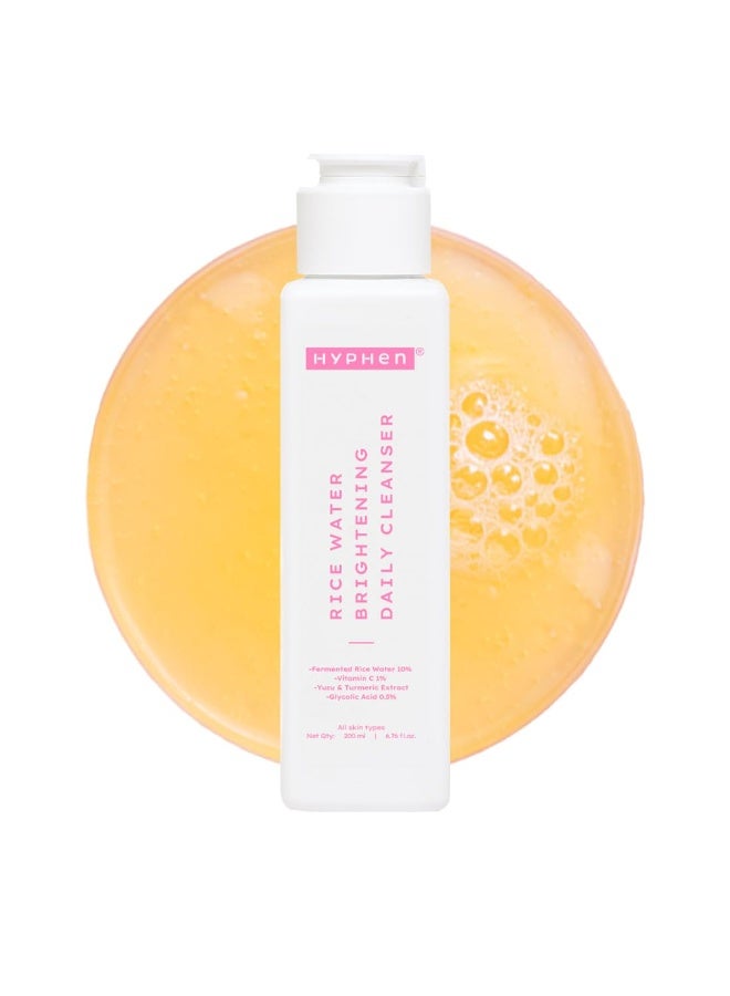 Hyphen 10% Rice Water Brightening Face Wash | With 1% Vitamin C, 0.5% Glycolic Acid & Yuzu Extract | Reduces Dark Spots & Pigmentation | For All Skin Types | Gentle Cleanser for Women & Men- 200 ml - Image 1