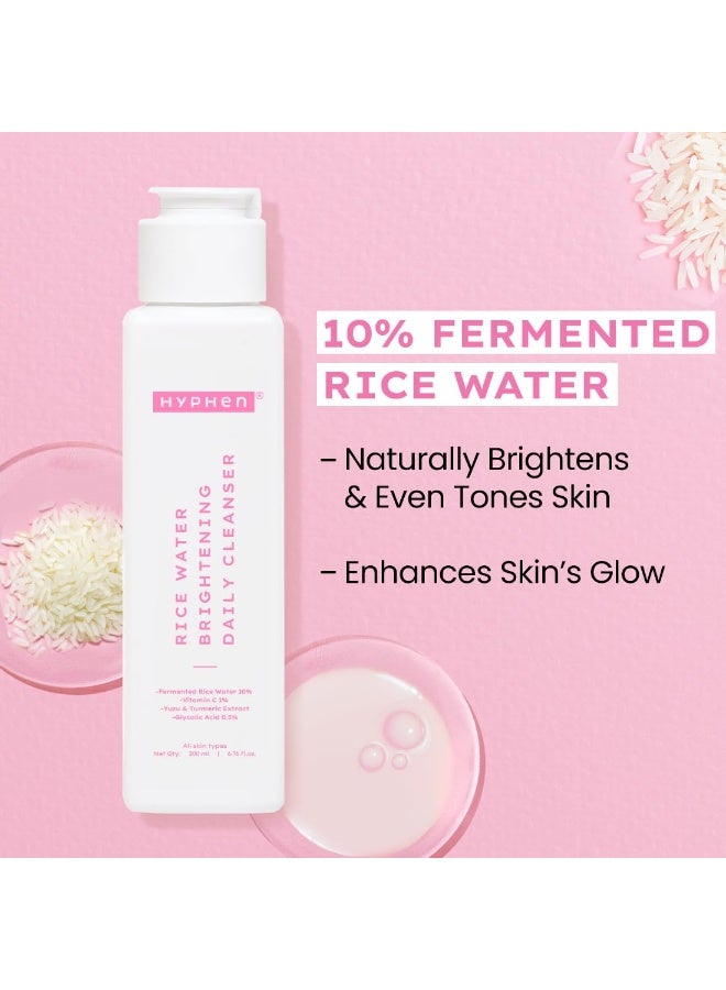 Hyphen 10% Rice Water Brightening Face Wash | With 1% Vitamin C, 0.5% Glycolic Acid & Yuzu Extract | Reduces Dark Spots & Pigmentation | For All Skin Types | Gentle Cleanser for Women & Men- 200 ml - Image 2