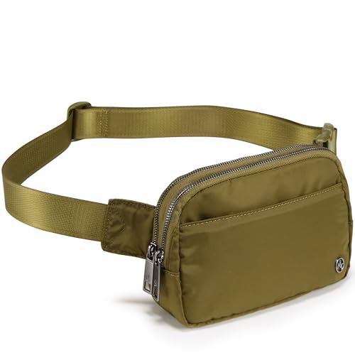 Pander Everywhere Belt Bag for Women, 5 Zipper Pockets Nylon Crossbody Fanny Pack Purse (Dark Moss) - Image 1