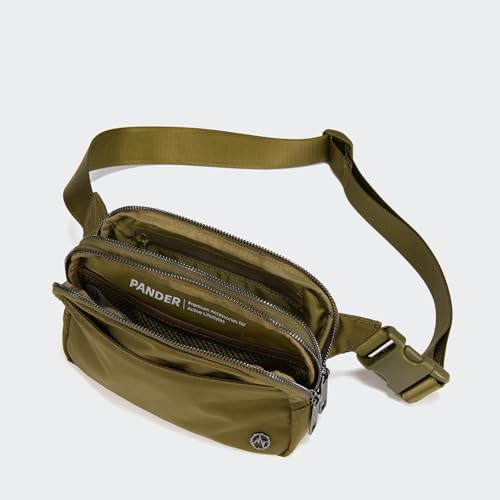 Pander Everywhere Belt Bag for Women, 5 Zipper Pockets Nylon Crossbody Fanny Pack Purse (Dark Moss) - Image 5