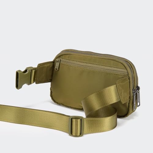 Pander Everywhere Belt Bag for Women, 5 Zipper Pockets Nylon Crossbody Fanny Pack Purse (Dark Moss) - Image 4