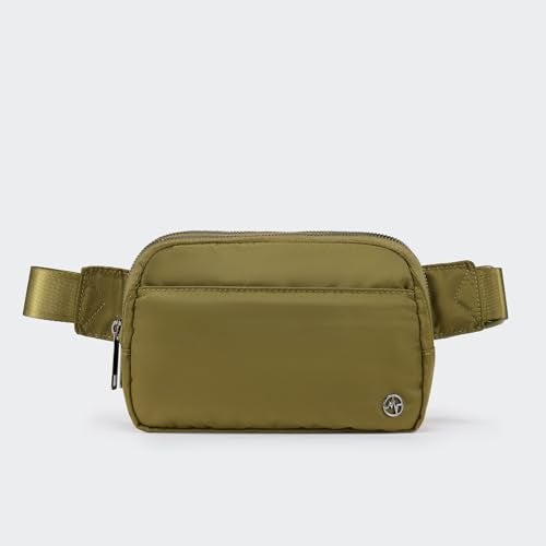 Pander Everywhere Belt Bag for Women, 5 Zipper Pockets Nylon Crossbody Fanny Pack Purse (Dark Moss) - Image 3
