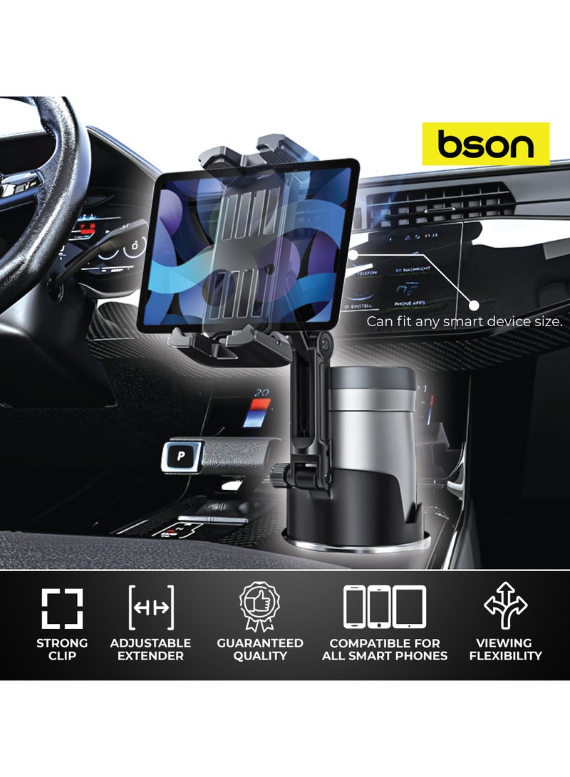 BSON حامل هاتف كوب 2 في 1 مع قاعدة دوارة 360° - قاعدة قابلة للتعديل مع قبضة قوية واستخدام بيد واحدة - تصميم عالمي موفر للمساحة للاستخدام الآمن والمستقر في السيارة - Image 3
