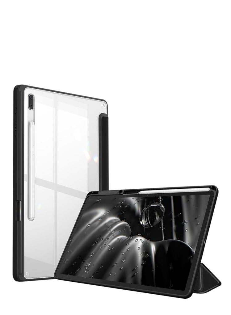 جراب هجين رفيع لجهاز Samsung Galaxy Tab S10 plus/S9 FE plus/S9 plus/S8 Plus 2022/S7 FE 2021/S7 Plus 2020 مقاس 12.4 بوصة مع حامل قلم S، غطاء مقاوم للصدمات مع غطاء خلفي شفاف، خاصية الإيقاظ/النوم التلقائي - Image 1