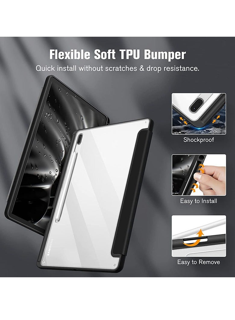 جراب هجين رفيع لجهاز Samsung Galaxy Tab S10 plus/S9 FE plus/S9 plus/S8 Plus 2022/S7 FE 2021/S7 Plus 2020 مقاس 12.4 بوصة مع حامل قلم S، غطاء مقاوم للصدمات مع غطاء خلفي شفاف، خاصية الإيقاظ/النوم التلقائي - Image 4