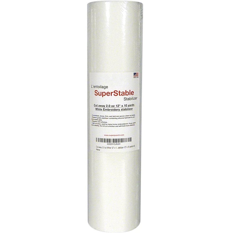 Superpunch Cutaway 20 Oz Stabilizer For Embroidery Machines  12 x 10 yards roll White SuperStable Machine Embroidery Stabilizer Backing Cut Away Embroidery Stabilizer Made In USA - Image 1