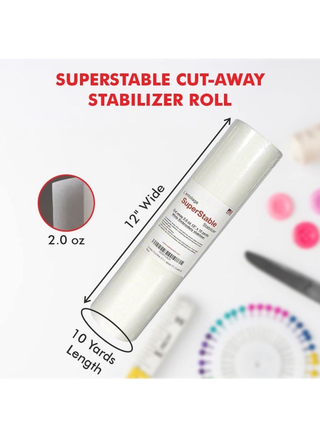 Superpunch Cutaway 20 Oz Stabilizer For Embroidery Machines  12 x 10 yards roll White SuperStable Machine Embroidery Stabilizer Backing Cut Away Embroidery Stabilizer Made In USA - Image 2