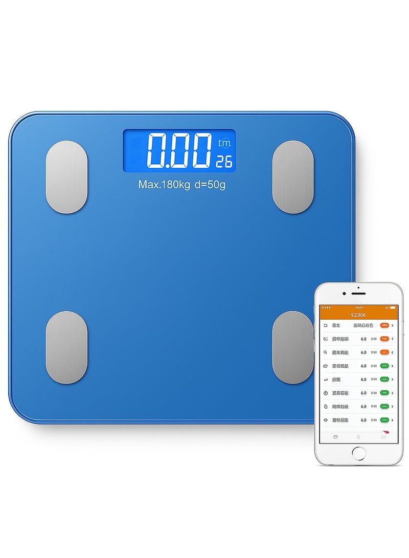 Generic Smart Bluetooth Bathroom Scale C1 - 180kg Capacity, Digital Body Weight Scale with APP Sync for Apple Health, Google Fit & Fitbit, BMI Tracking, Auto Calibration - High Precision Glass Platform (Blue) - Image 1