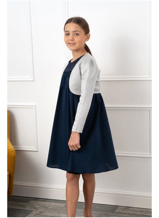 BOLEROSE Girls Satin Long Sleeve Bolero Childrens Kids Shrug (Silver, 13-14 Years)  - Image 4