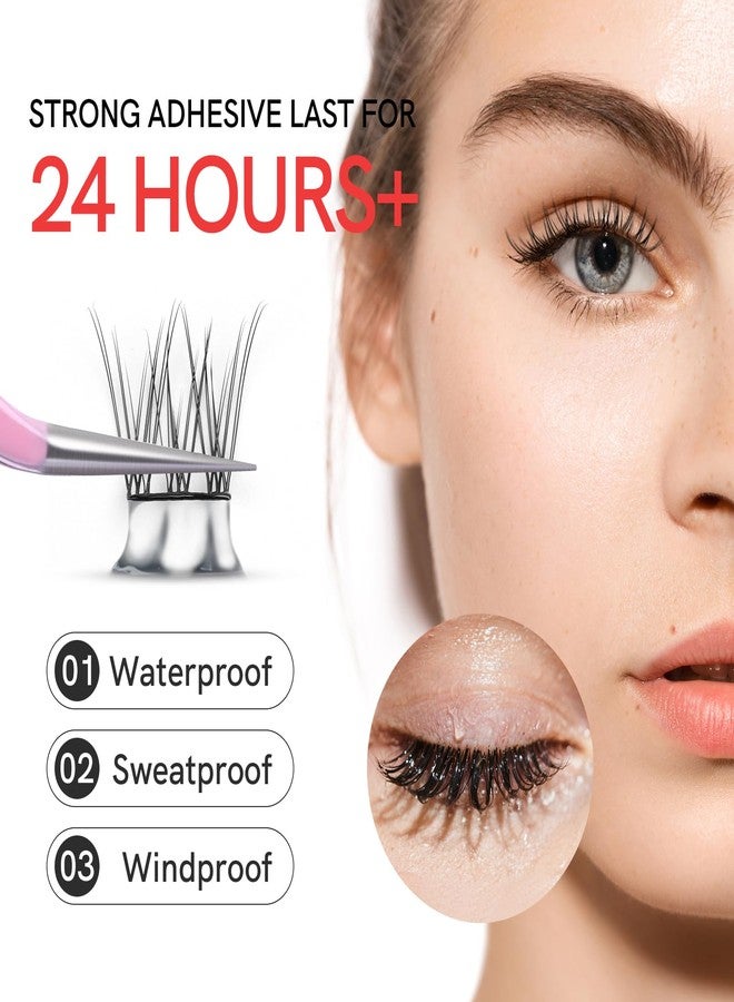SIMER Self Adhesive Lash Clusters Kit Natural Press-On Lashes No Glue Needed 10-12mm Wispy Reusable No Residue Pre Glued Eyelash Clusters C Curl DIY Eyelash Extensions with Lash Tweezers(03 Rabbit） - Image 2