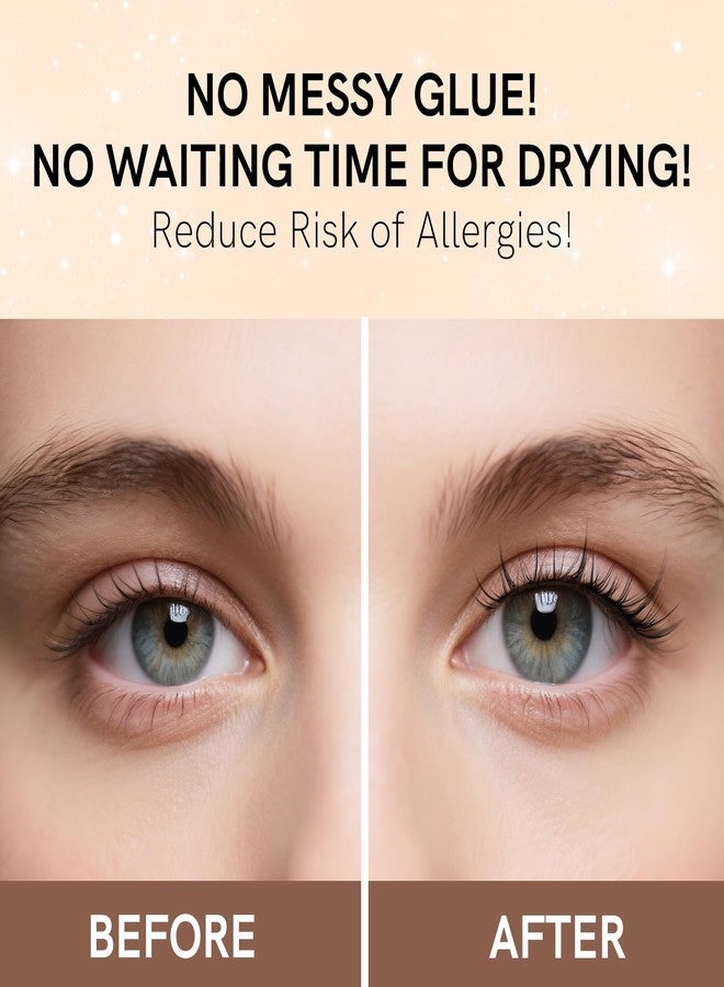 SIMER Self Adhesive Lash Clusters Kit Natural Press-On Lashes No Glue Needed 10-12mm Wispy Reusable No Residue Pre Glued Eyelash Clusters C Curl DIY Eyelash Extensions with Lash Tweezers(03 Rabbit） - Image 5