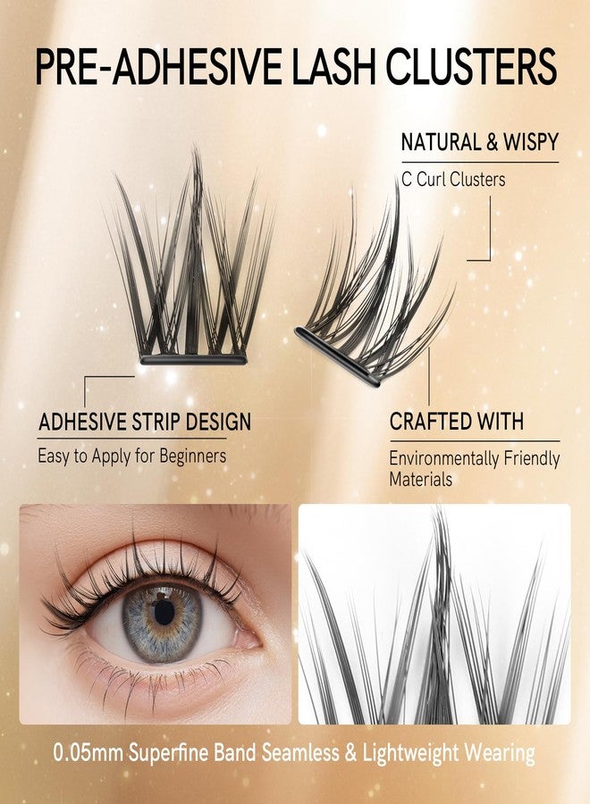 SIMER Self Adhesive Lash Clusters Kit Natural Press-On Lashes No Glue Needed 10-12mm Wispy Reusable No Residue Pre Glued Eyelash Clusters C Curl DIY Eyelash Extensions with Lash Tweezers(03 Rabbit） - Image 4