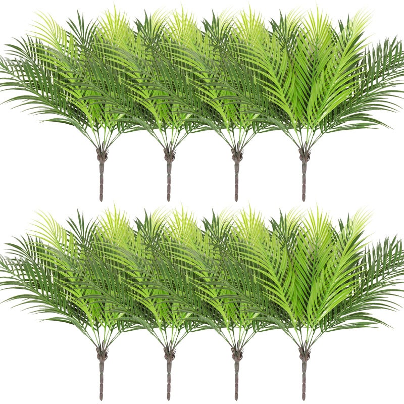 Artificial Palm Plants Leaves Imitation Fake Palm Tree Leaves Decor Greenery Faux Tropical Faux Plants Fronds for Home Garden Hawaiian Party Jungle Party Decor8 Pieces