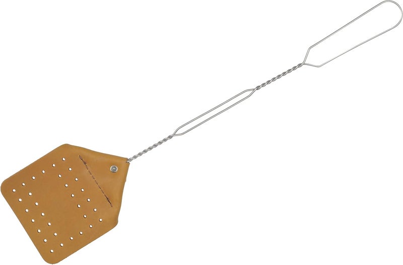 Amish Handcrafted Amish Valley Products Leather Fly Swatter Handcrafted Wire Handle Flyswatter Choice of Color (Brown) - Image 1