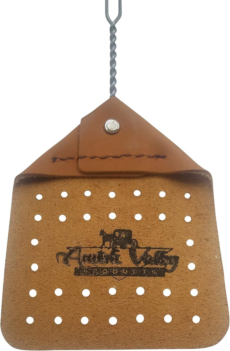 Amish Handcrafted Amish Valley Products Leather Fly Swatter Handcrafted Wire Handle Flyswatter Choice of Color (Brown) - Image 4
