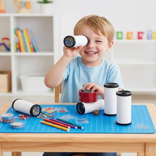 Dranvosk 10 Sets DIY Kaleidoscope Kit for Kids Blank Classic Kaleidoscope Making KitCreative Preschool Science Toy for ChildrenHalloween Goodie Bag Supplies - Image 1