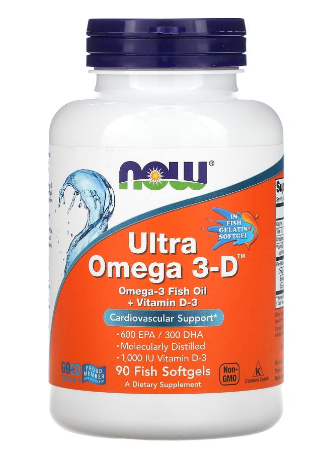 now Ultra Omega 3-D 600 EPA / 300 DHA 90 Fish Softgels