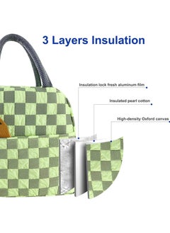 VIO Small Insulated Waterproof Lunch Bag Thermal Reusable Lunch bag For Office Work School College Travel Picnic Small Cooler Tote Bag for Men Women Boys Girls Indoor Outdoor 23 20 14CM  Checkered Pink  - Image 3