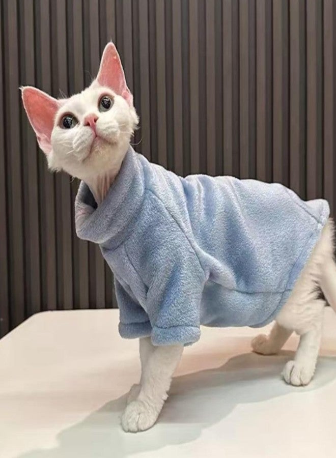 Urnat Cat Flannel Clothes, Warm Soft Winter Sweater Jumpsuit Shirt Clothing for Hairless Sphynx Devon & Indoor Kittens (Khaki,L) - Image 4