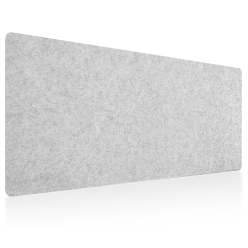 DAWNTREES Large Felt Desk Mat, 40''x16'' Full Felt Mouse Pad,Office Computer Desk Mat for Keyboard,100X40cm Desk Pad Protector (Light Grey) - Image 1