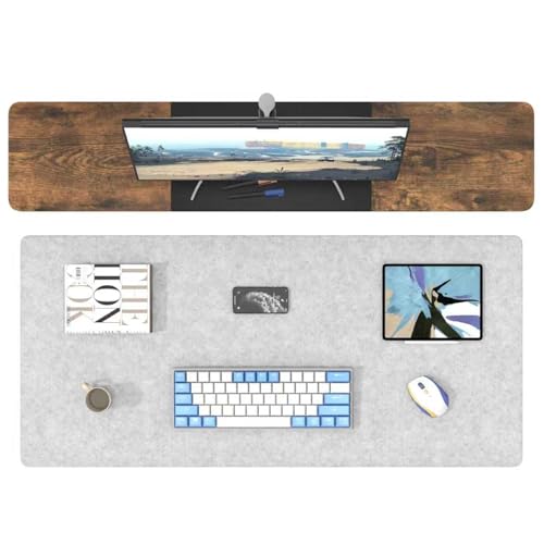 DAWNTREES Large Felt Desk Mat, 40''x16'' Full Felt Mouse Pad,Office Computer Desk Mat for Keyboard,100X40cm Desk Pad Protector (Light Grey) - Image 4
