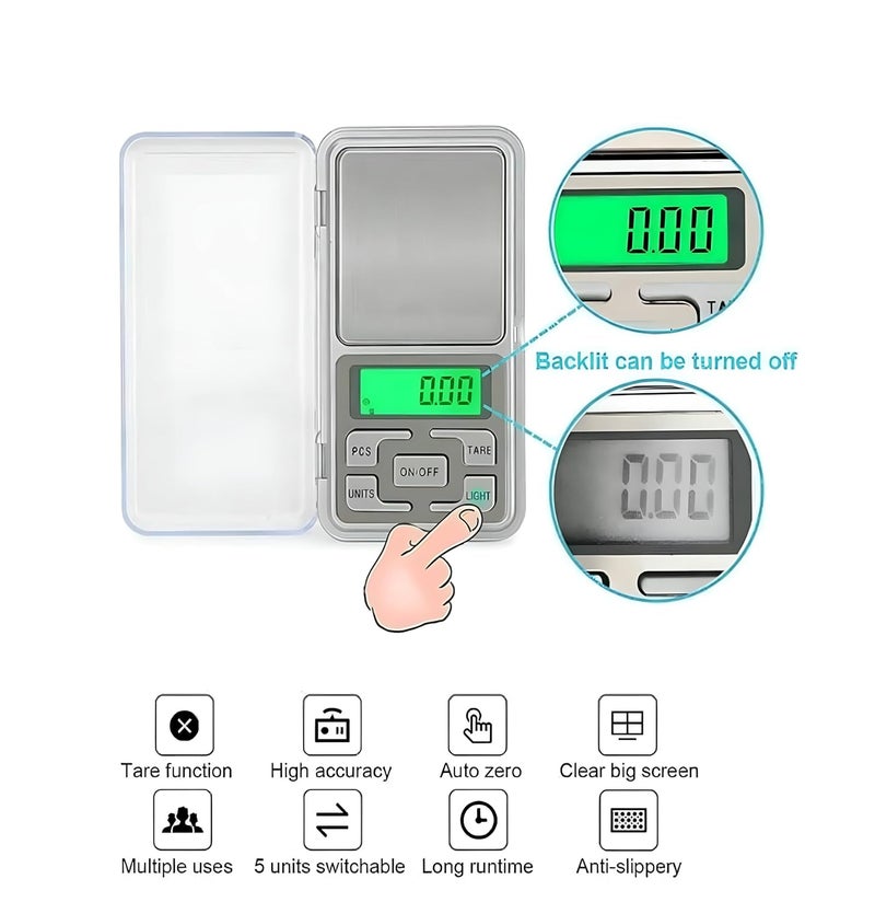 GRAMTECHNOLOGY ميزان جيب رقمي 200 جرام × 0.01 جرام دقة | ميزان مجوهرات | آلة وزن للذهب | مثالي لصائغ الذهب والاستخدام الكيميائي 61 (ميزان جيب) - Image 4