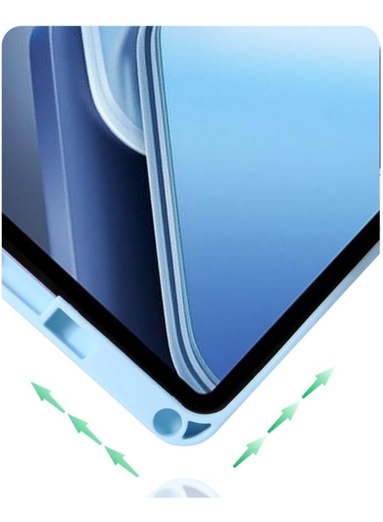 عام حقيبة متوافقة مع جهاز Honor MagicPad 2 2024 (12.3 بوصة)، غلاف واقٍ بثلاثة طيات مع حامل قلم، خلفية شفافة من الجلد الصناعي. - Image 3