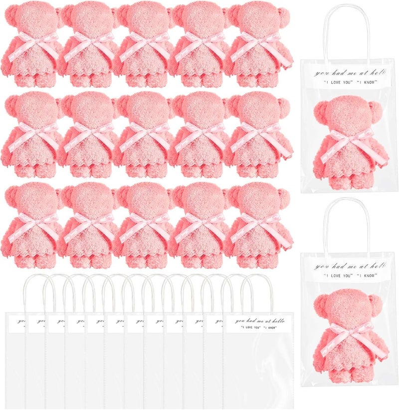 منشفة استحمام بالدب الوردي - منشفة ناعمة من الصوف المرجاني لهدايا حفلات استقبال الأطفال، هدايا تعميد الأطفال وملابس حفلات الميلاد - Image 1