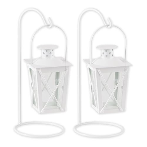 Zingz & Thingz Gifts & Decor White Railroad Metal Cute Decorative Candle Lanterns - Image 1