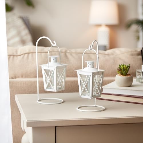 Zingz & Thingz Gifts & Decor White Railroad Metal Cute Decorative Candle Lanterns - Image 5